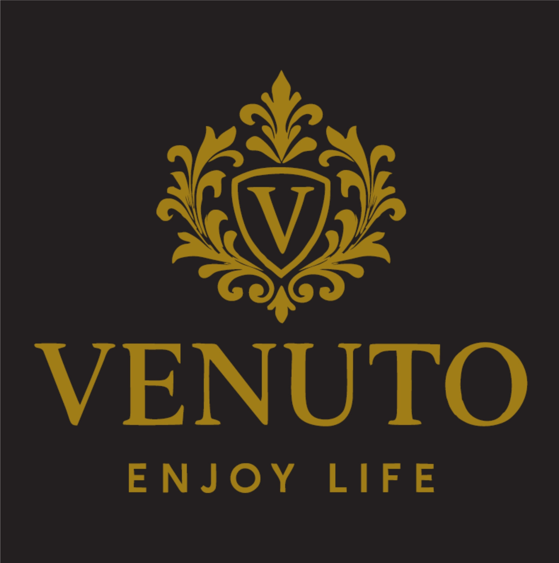 VENUTO Enjoy Life gold brand emblem